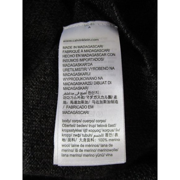 Calvin Klein Extra Fine Merino Sweater Heathered Charcoal V Neck Mens Large EUC - Picture 4 of 16